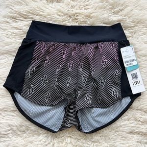 Live! Black & White Lightning Bolt Running Shorts